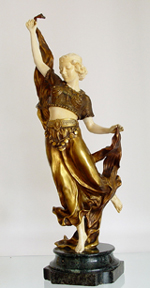  BRONZE & IVORY FIGURE BY GORY